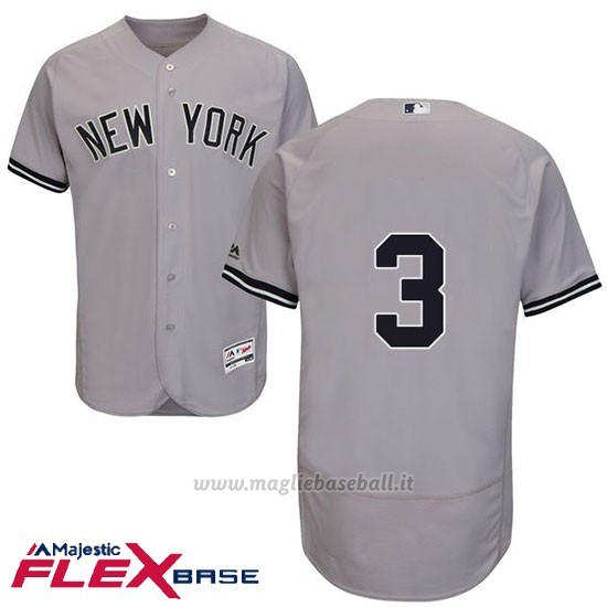 Maglia Baseball Uomo New York Yankees Babe Ruth Majestic Autentico Collezione Flex Base Grigio